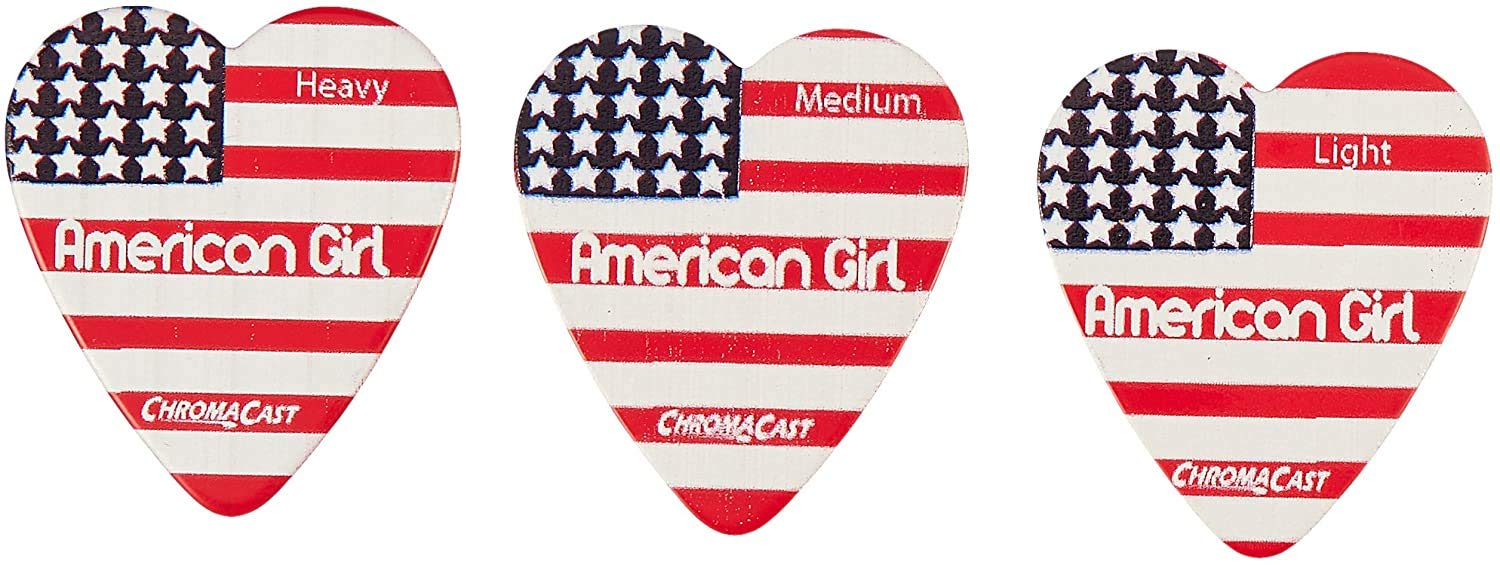 ChromaCast CC-HS-AG-12-PACK''American Girl'' Heart Shaped Pick - 12-Pack in Light, Medium and Heavy Gauge